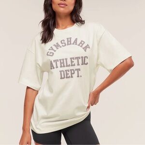 Gymshark Athletic Department Oversized Graphic T-Shirt Medium Off White NWT
